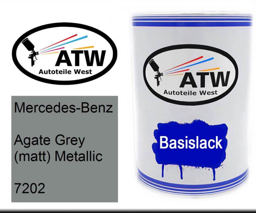 Mercedes-Benz, Agate Grey (matt) Metallic, 7202: 500ml Lackdose, von ATW Autoteile West.